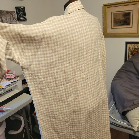 NWT Eskandar Oversized European Tan & White Plaid Dress - Picture 9 of 10